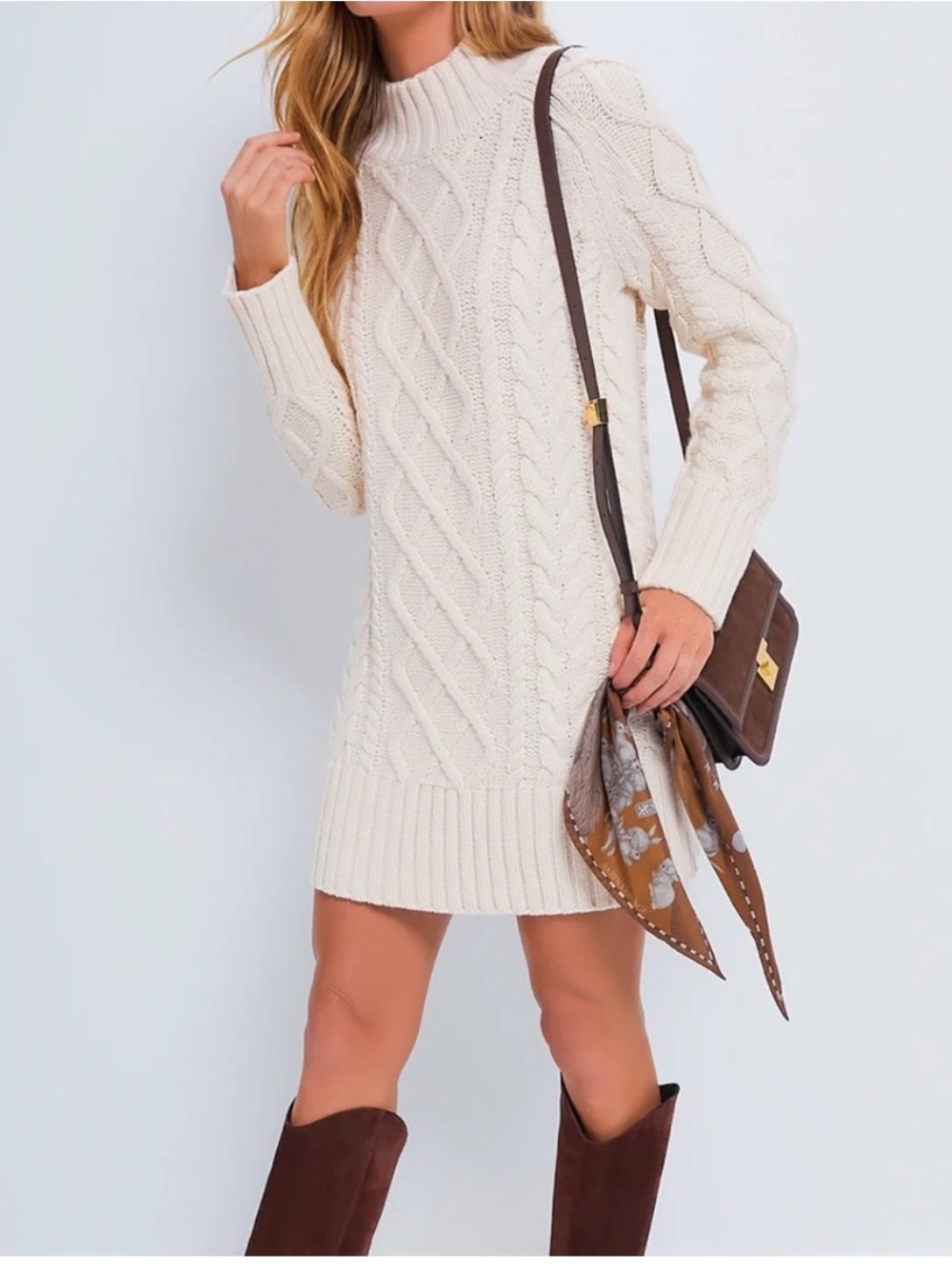 Tuckernuck Hyacinth House Whistler Cable Knit Sweater Dress Neutral medium